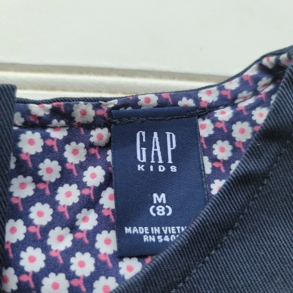 Gap Kids Girls Navy Blue Uniform Jumper Dress Sleveless Plaid M (8)